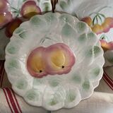 Set of 5 Sarreguemines dessert plates in vintage barbotine