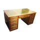 Bureau acajou massif avec incrustation de cuir vert