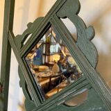 Porte manteau vestiaire art déco en bois patiné vert