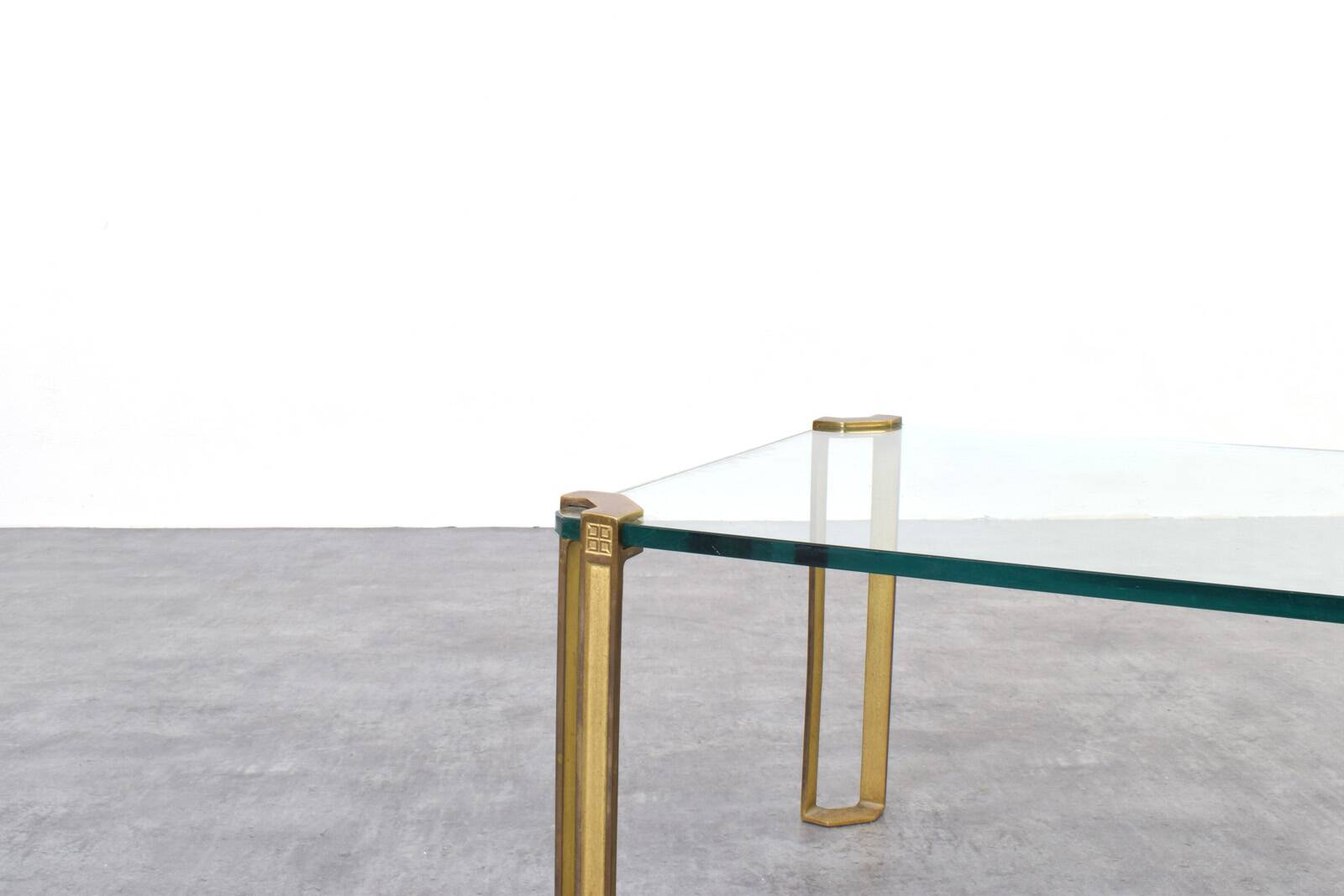 Hollywood Regency Brass and Glass Coffee Table by Peter Ghyczy, 1970s.