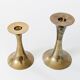 Pair of Midcentury brass candlesticks, flared shape.