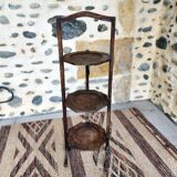 Foldable vintage exotic wood side shelf