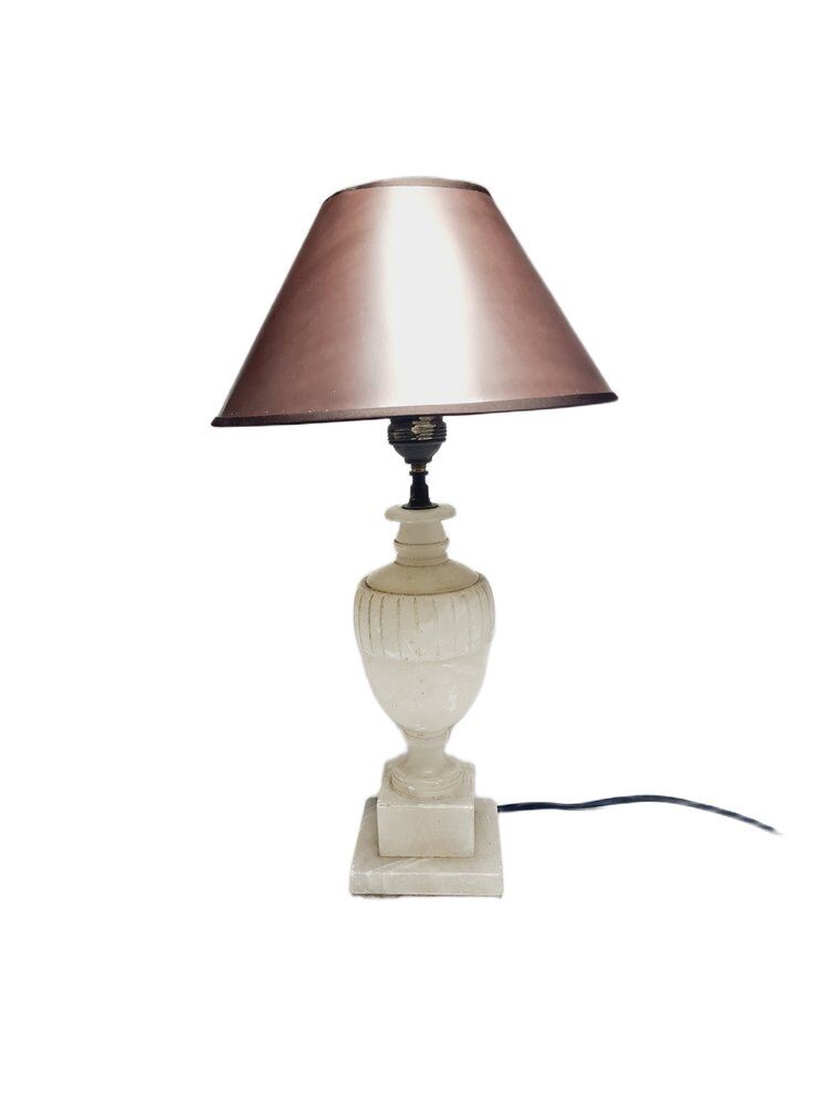 Art Deco alabaster bedside lamp, Belgium, 1950s