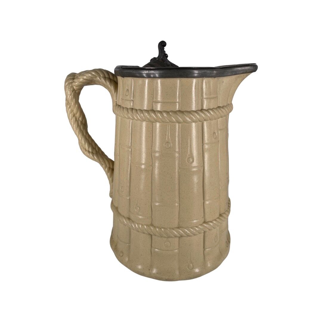 Large English Staffordshire Rigway Family jug by potters circa 1840 bamboo decor. The hatch