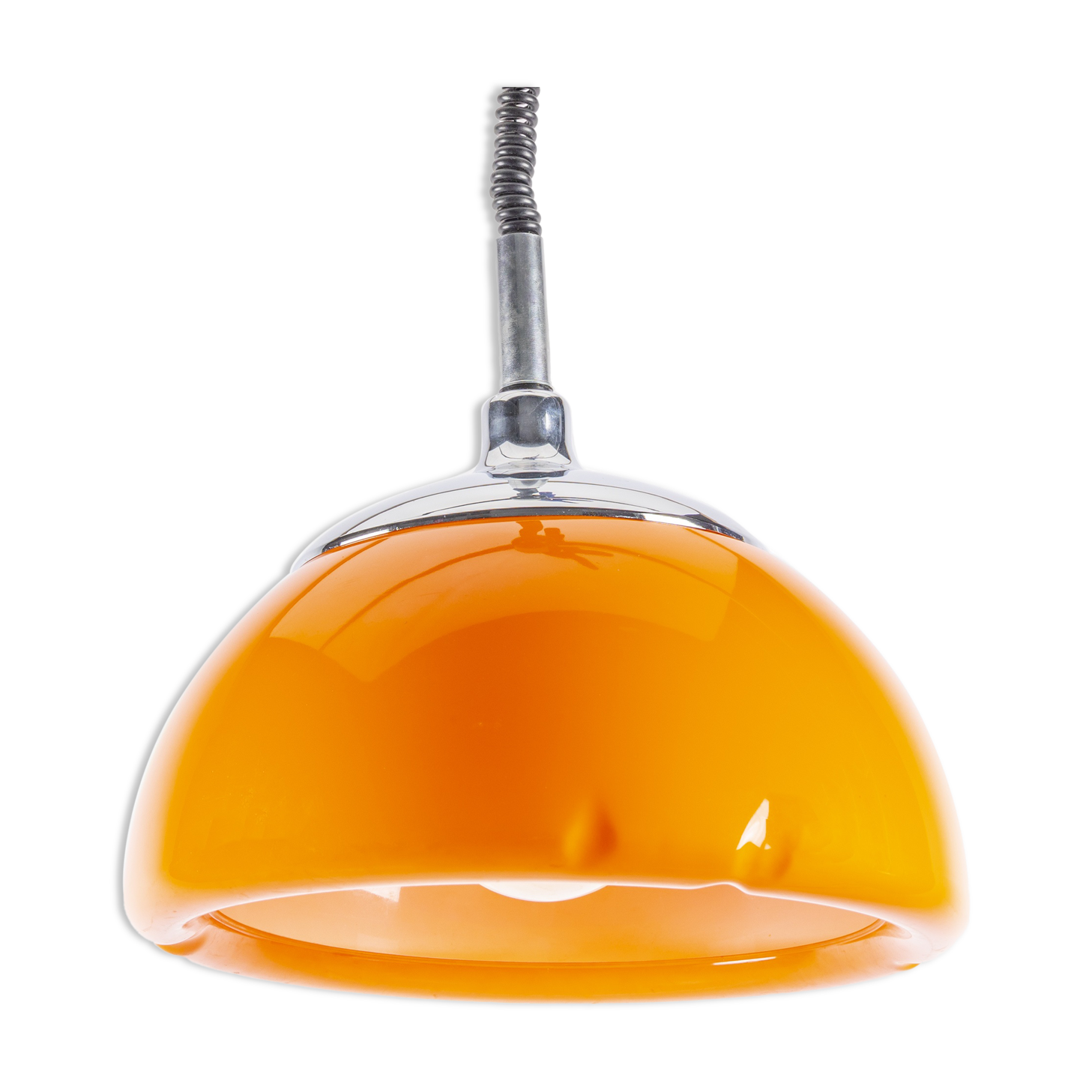 Orange and chrome space age pendant lamp