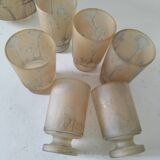 Frosted glass carafe and 6 stemmed glasses set