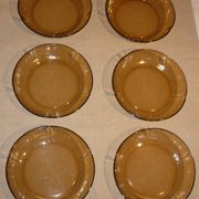 6 Duralex transparent smoked glass hollow plates