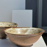 Duo of ceramic bowls interior glazed exterior matt raw earth