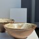 Duo of ceramic bowls interior glazed exterior matt raw earth