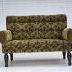 1930s, Danish 2-seater drop arm daybed/sofa, green furniture velour.
