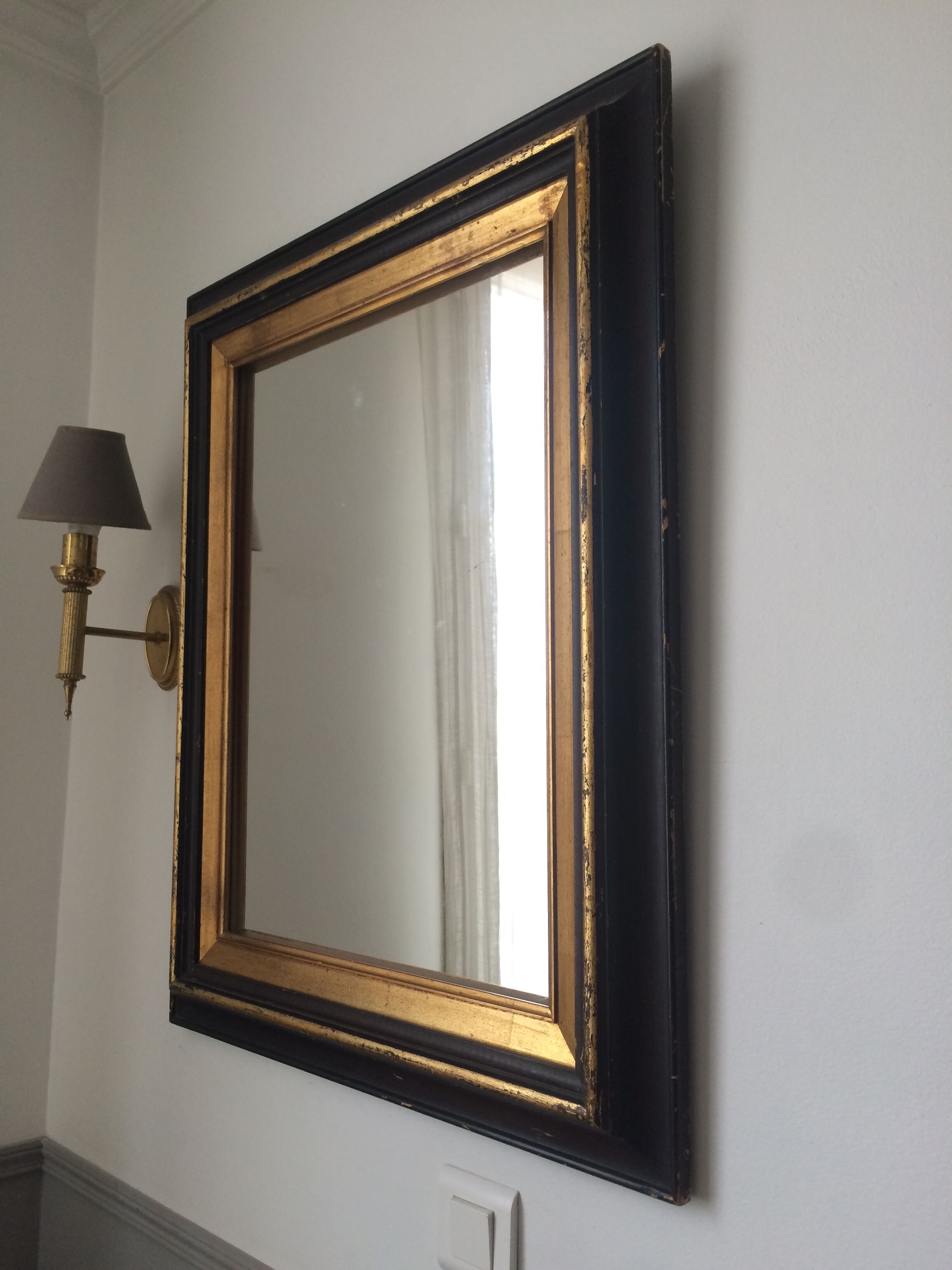 Old mirror black and gold 81x66cm