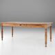 Wabi sabi style French dinner table in elm wood with drawer, ca. 1850
