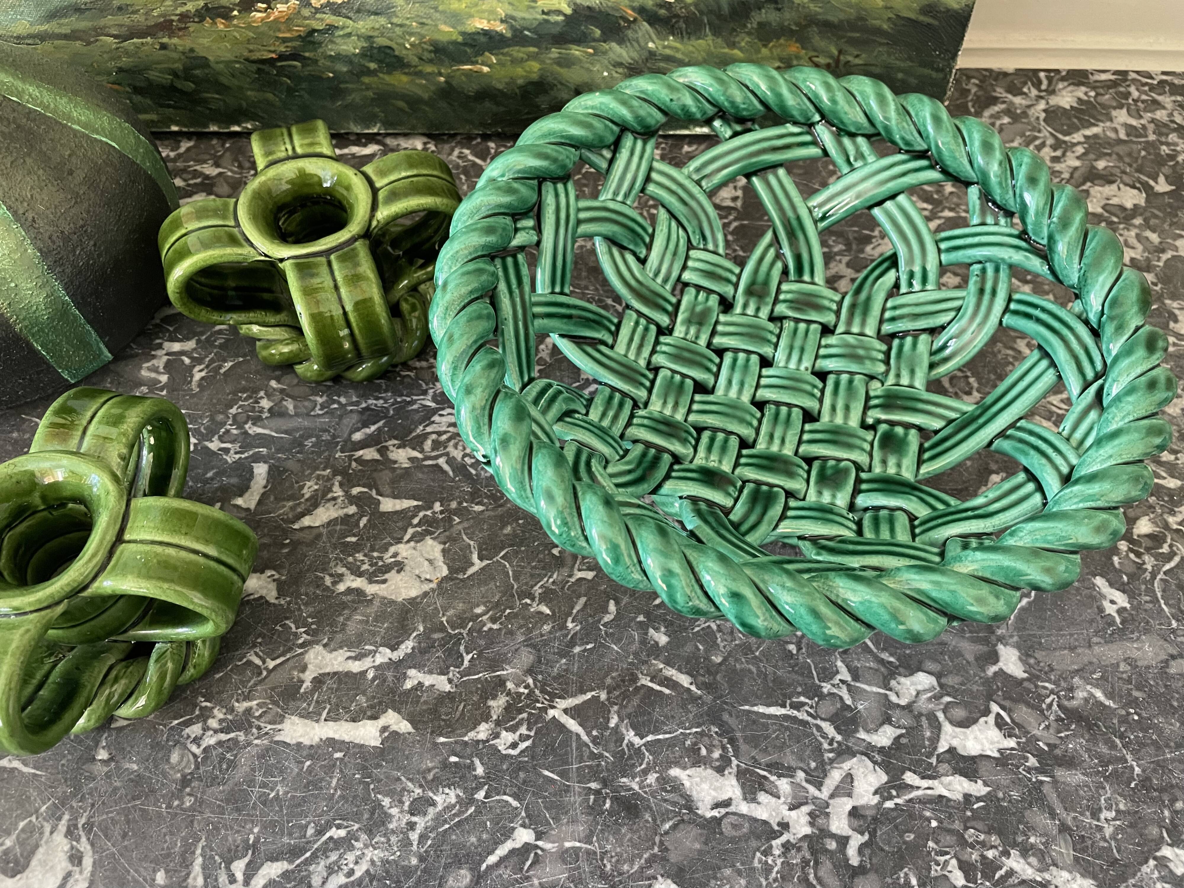 Braided earthenware basket