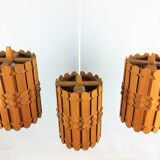 3 Scandinavian suspensions vintage pine 1960