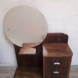 Art Deco dresser, solid walnut, veneer, 3 drawers, mirror.