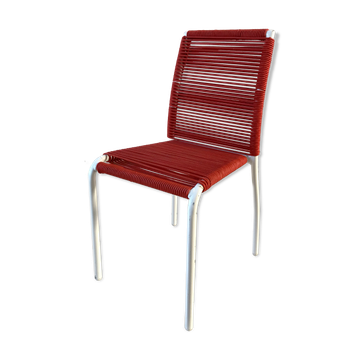 Red children's chair in rope 60s-70s