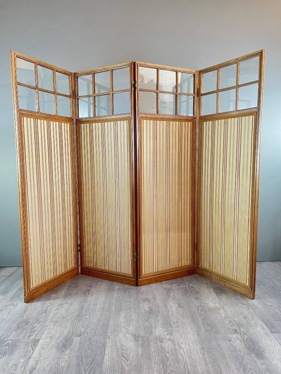 Antique Four-Leaf Screen, 19th Century flag