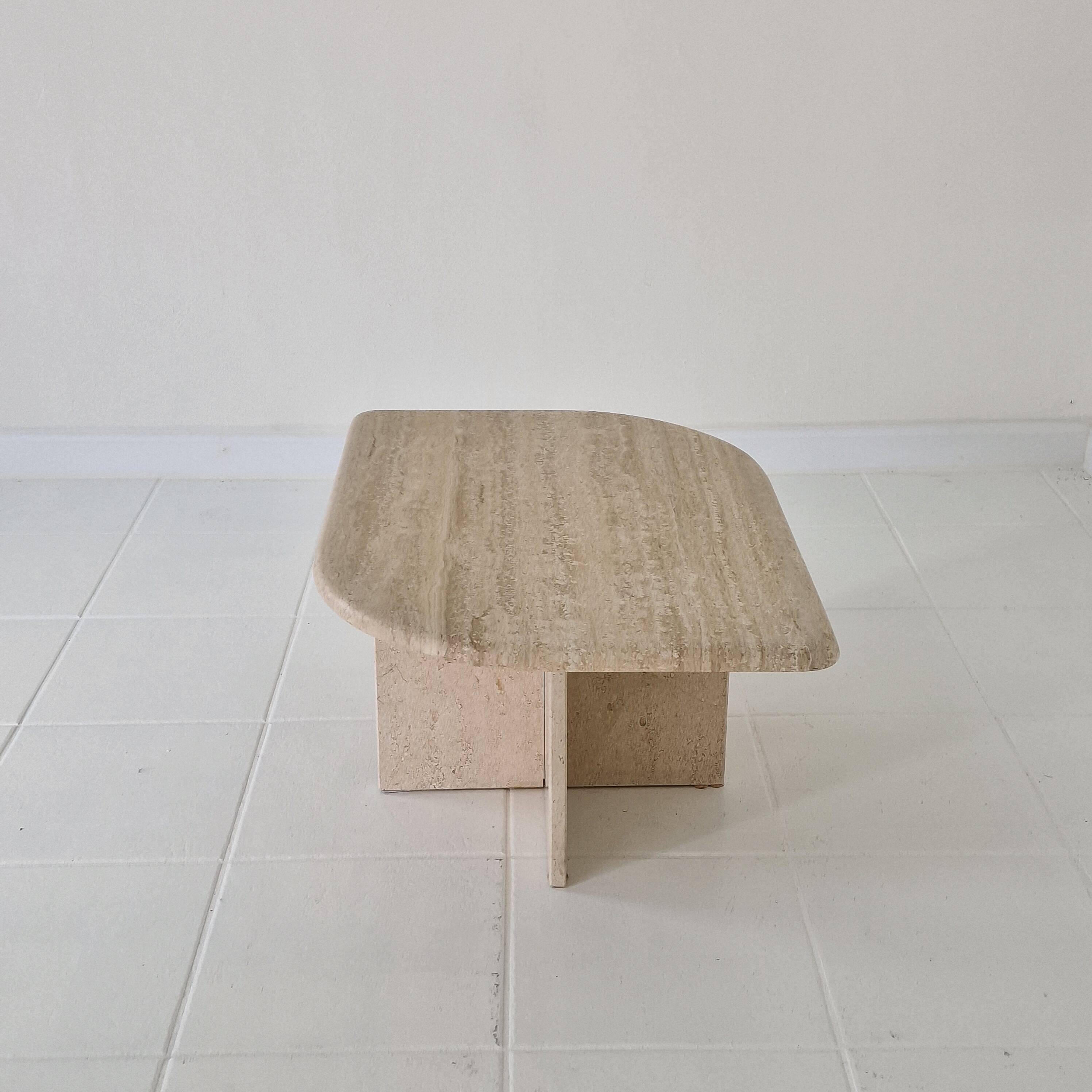 Travertine Coffee or Side Table in Teardrop Shape, Italy 1980s
