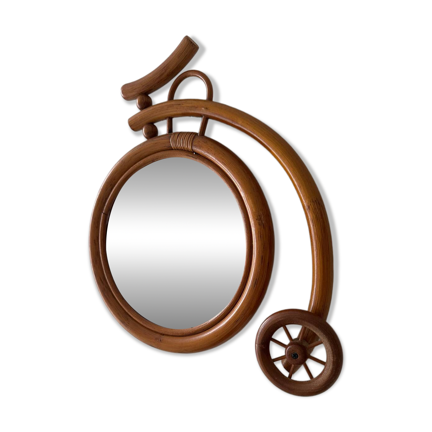 Bamboo and rattan bicycle mirror, France, 1960s