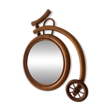 Miroir bicyclette en bambou et rotin, France, années 1960