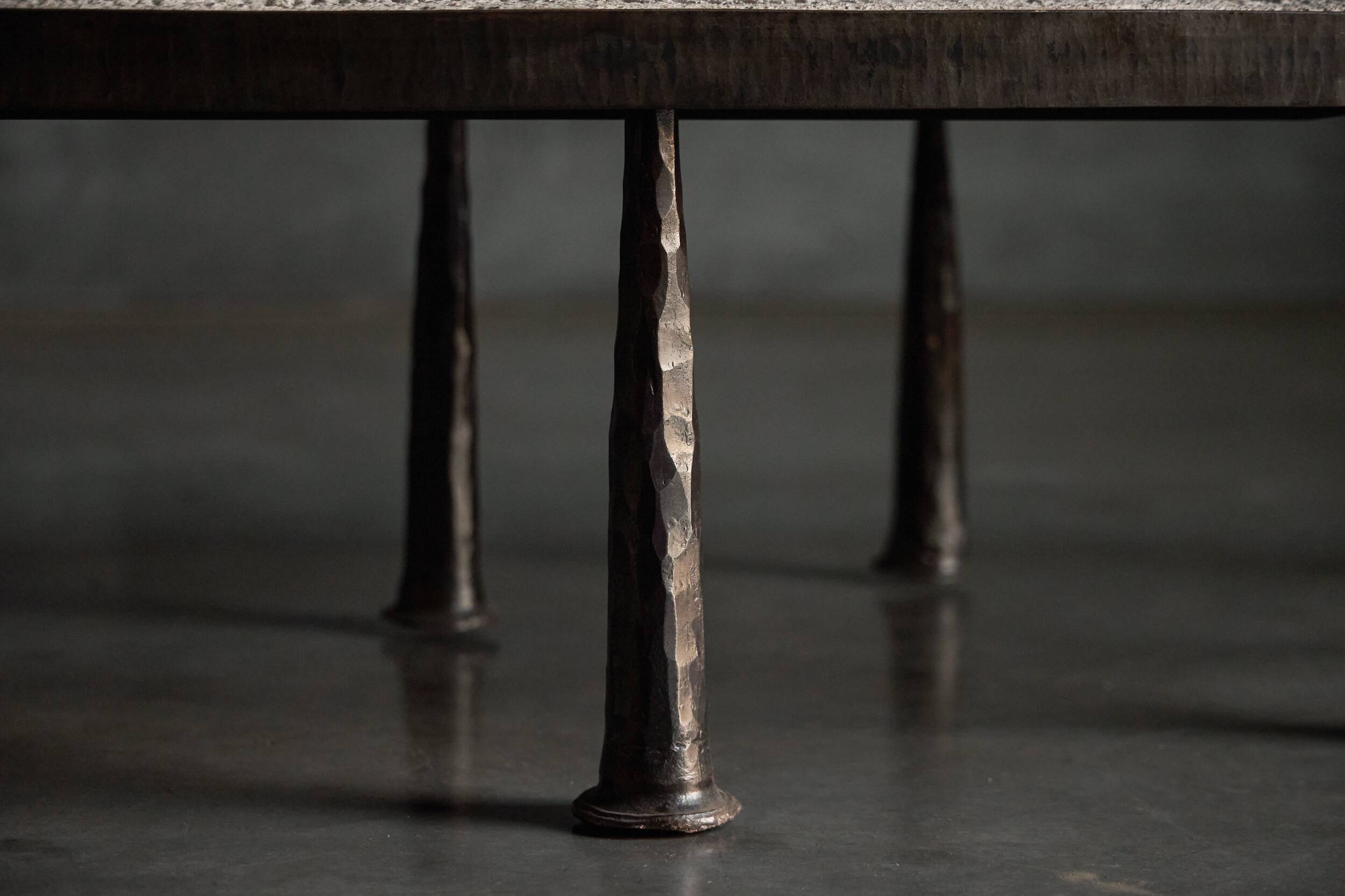Thomas Serruys steel and stone brutalist coffee table, Belgium, 2019