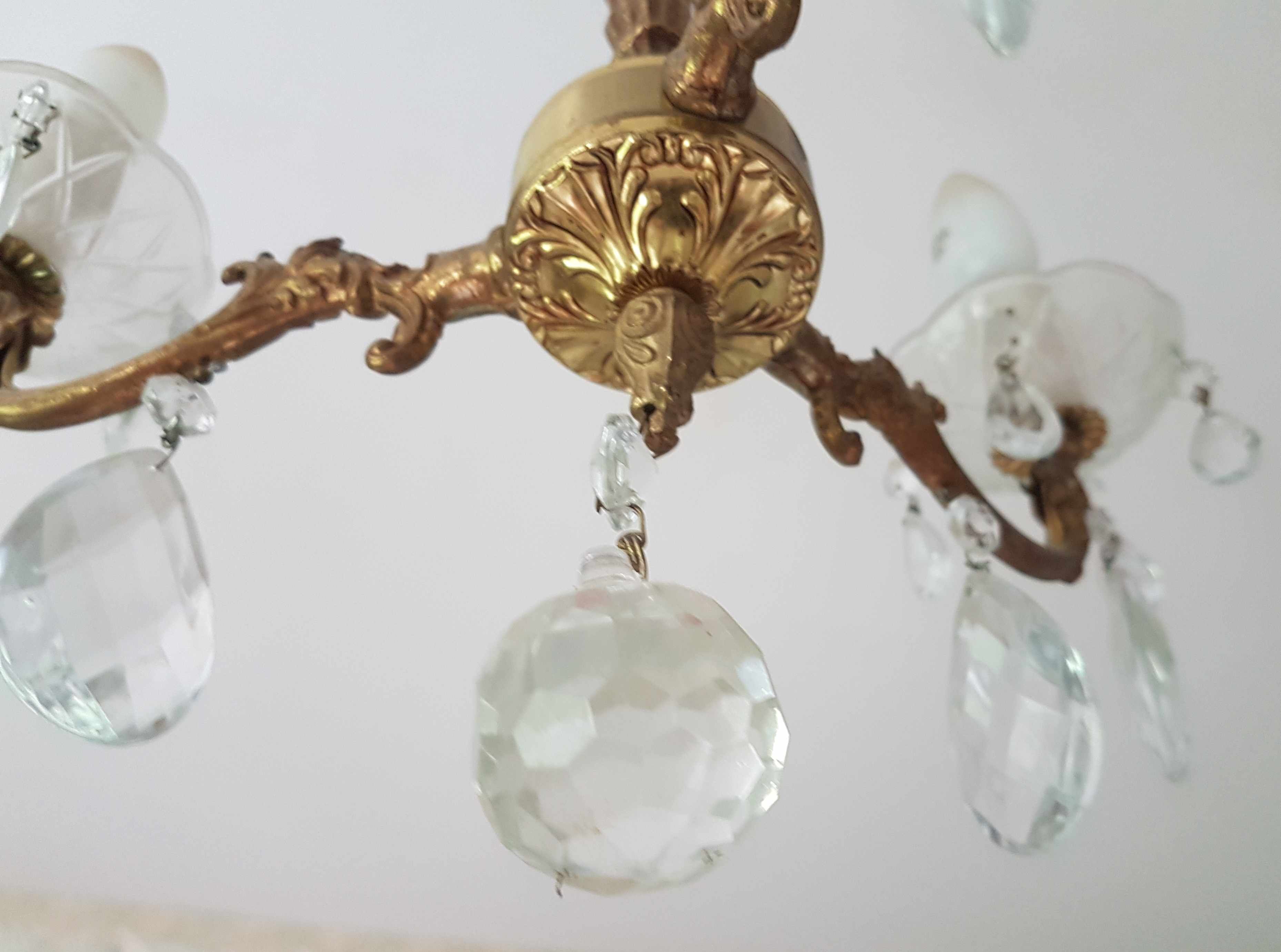 Chandelier 3 branches with tassels in crystal