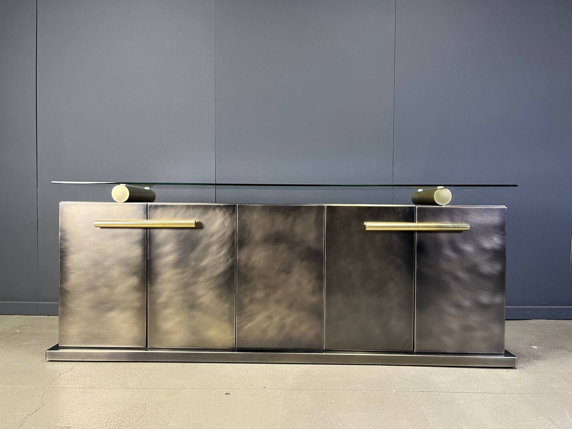 Vintage brass credenza by Belgochrom, 1980s