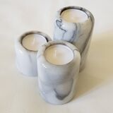 Set of 3 marble candle holders