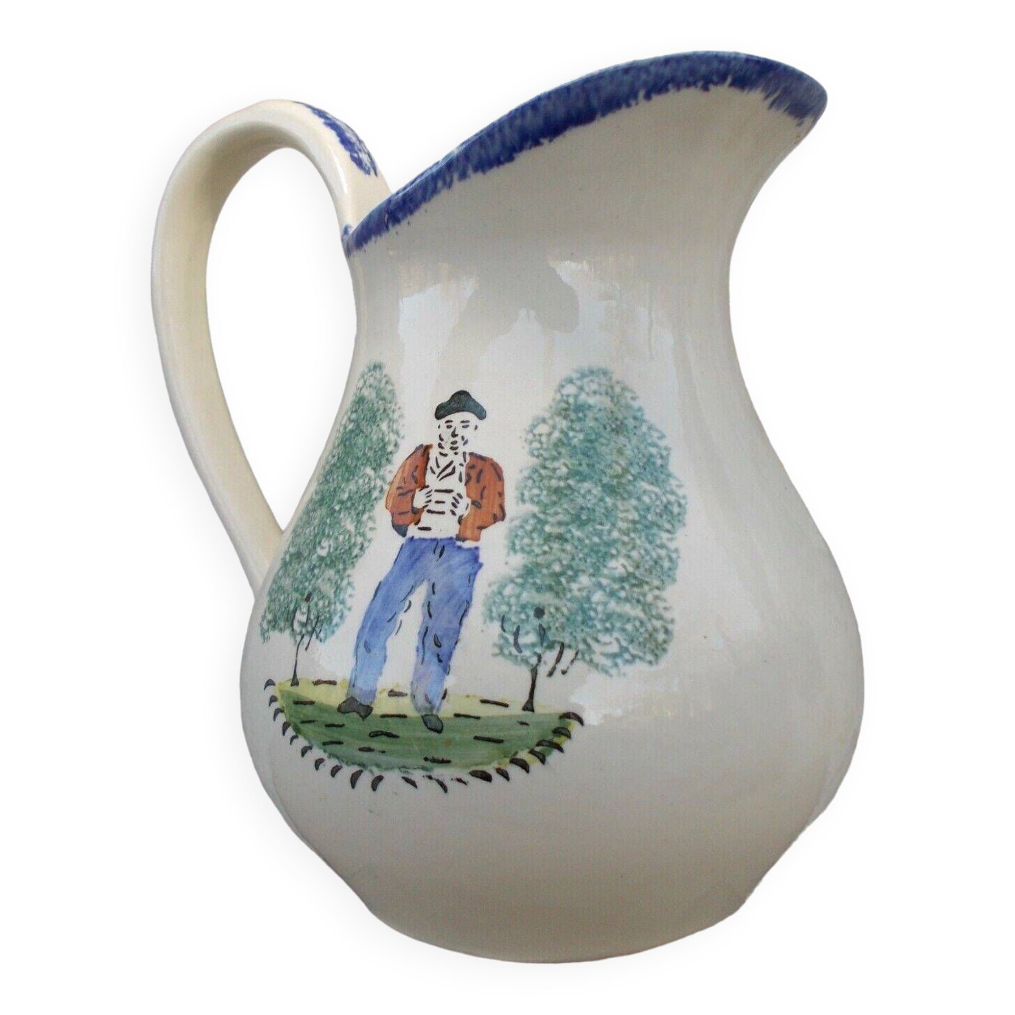 1 St Clément earthenware pouring jug decorated with characters