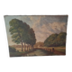 Old oil painting countryside scene