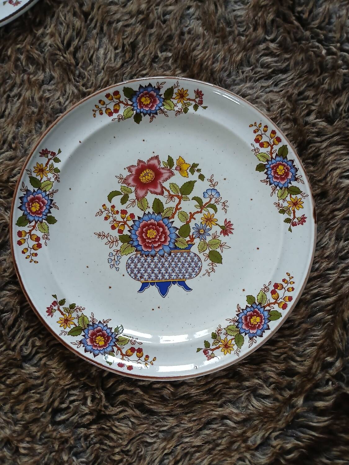 4 antique Sarreguemines plates, "Eclat" pattern