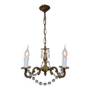 lustre 3 lumières bronze - cristal