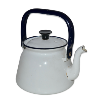 Marine Kettle white and blue enameled metal