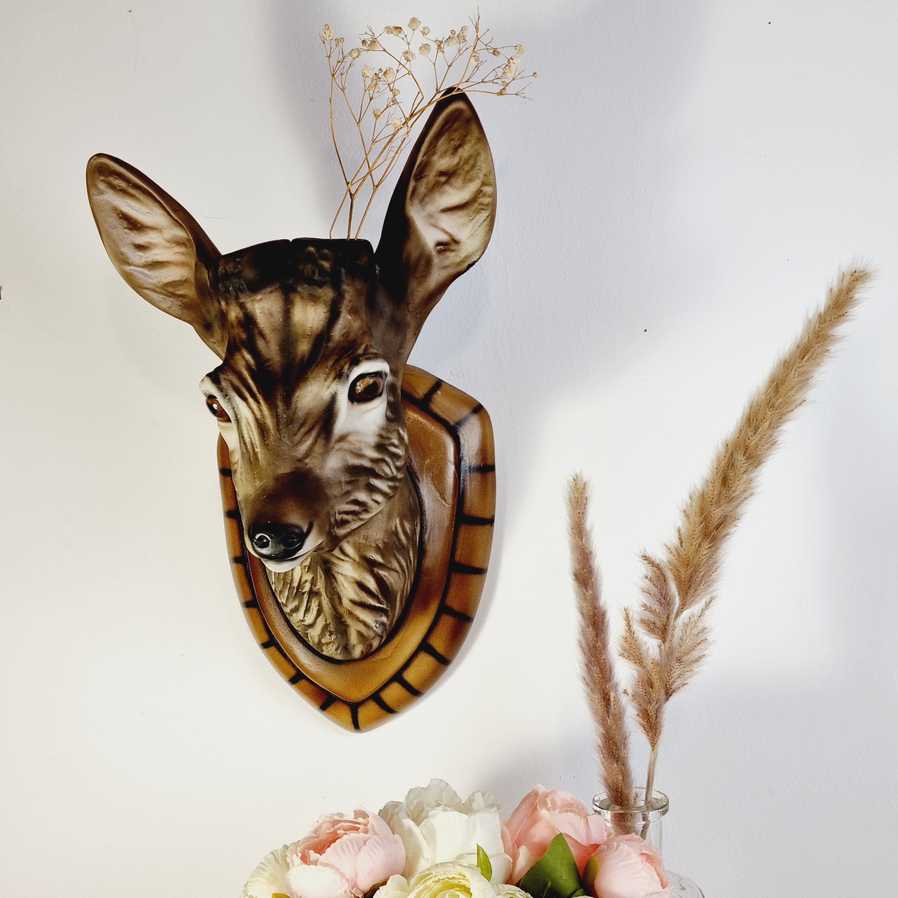 Ceramic deer head trophy