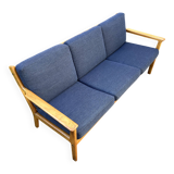 Hans J. Wegner GE265 oak sofa for Getama, Blue, 1960s