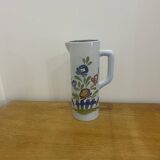 Ancien pichet Quimper gf céramique blanc décor fleurs peint