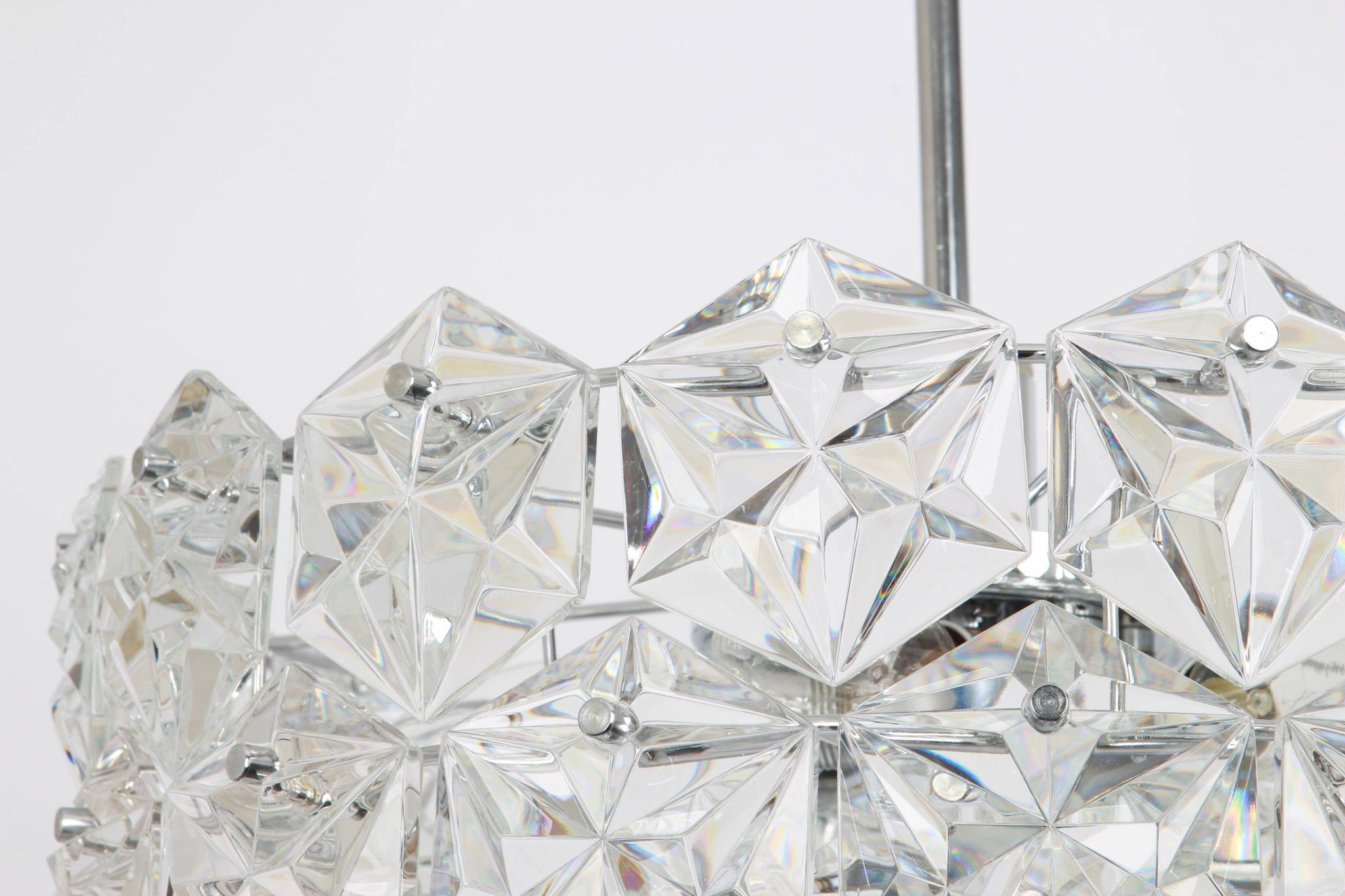 Kinkeldey suspension in chrome and crystal glass, Germany, 1970s.