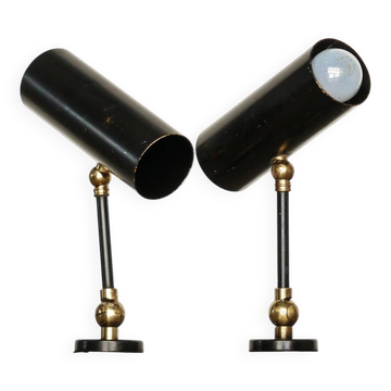 2 wall lights in the style of Gino Sarfatti for Arteluce, 1950s.