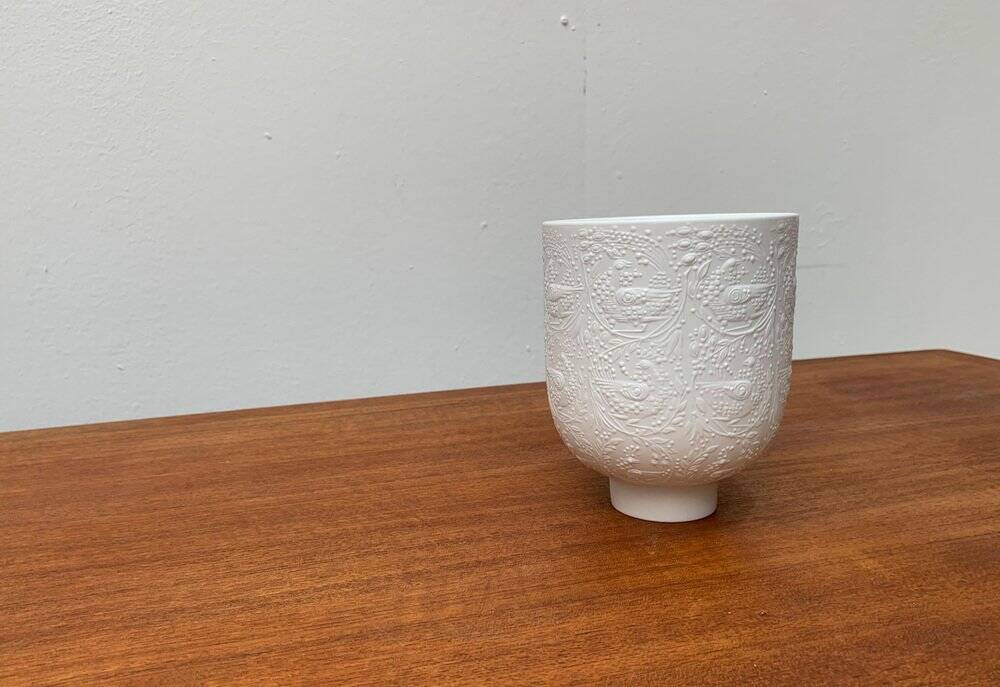 White porcelain candlestick from mid-century by Bjørn Wiinblad for Rosenthal.