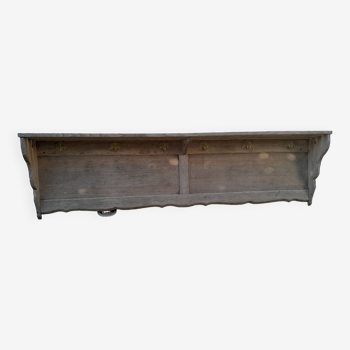 Very large wall-mounted coat and hat rack in old brass wood