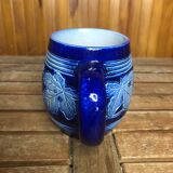 Old BETSCHDORF Tankard Gray Blue Stoneware Vintage Leaves Decor #A603
