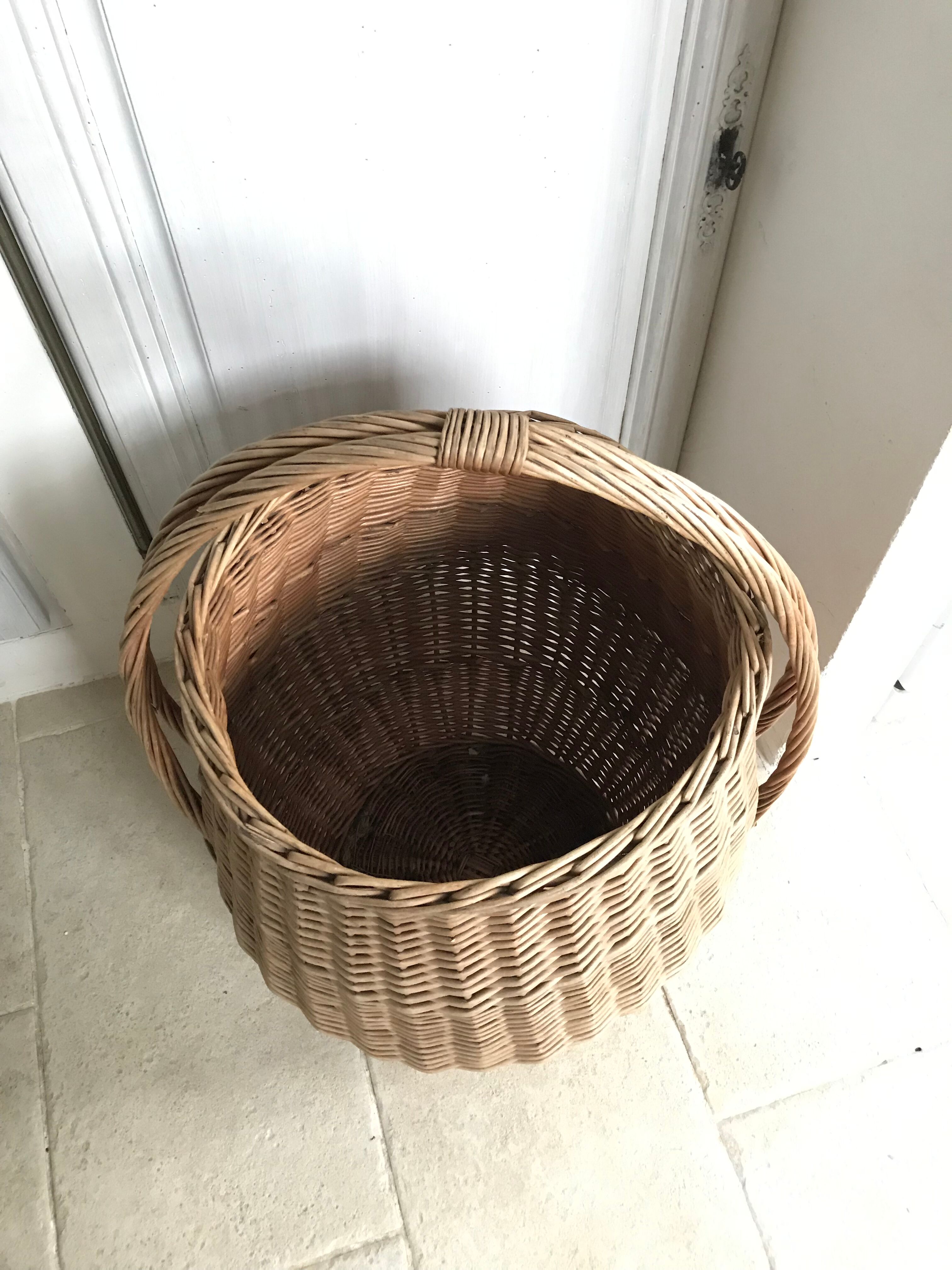 Panier en osier vintage 70 cm