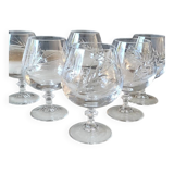 Set of 6 Cognac Glasses. Fleury/Arques Crystal Model. Wheat Ears Design