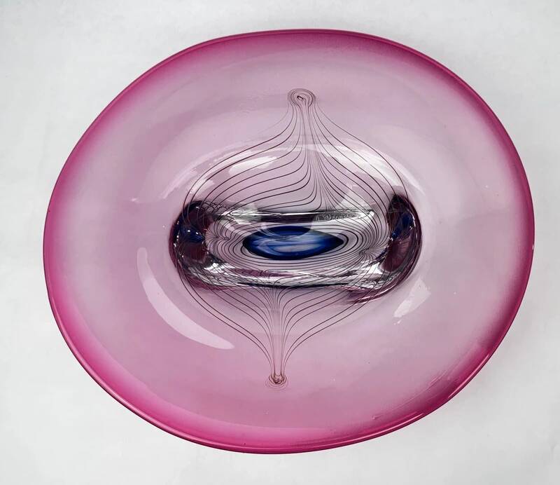 Art glass bowl signed Adam Jabłoński – Polish studio glass, late 20th century