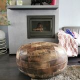 Vintage 70s leather pouf