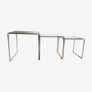 Lot de 3 tables gigognes en verre