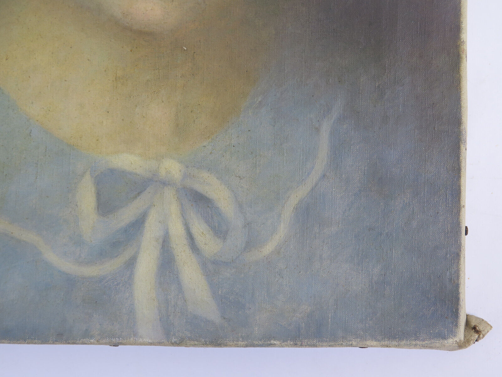 Antique signed painting portrait of a girl oil on canvas 1880 BM1N