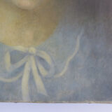 Antique signed painting portrait of a girl oil on canvas 1880 BM1N