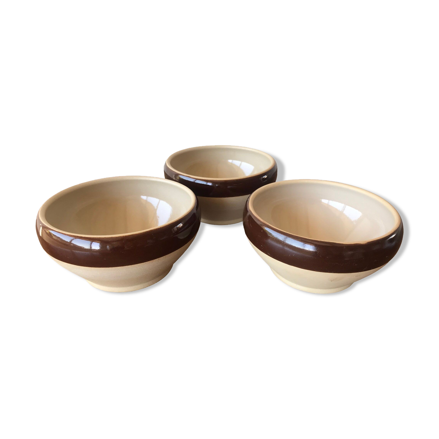 3 vintage Digoin stoneware bowls