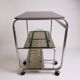 Vintage Space Age 1970s Coffee Table • Black Smoked Glass & Chrome • Magazine Rack